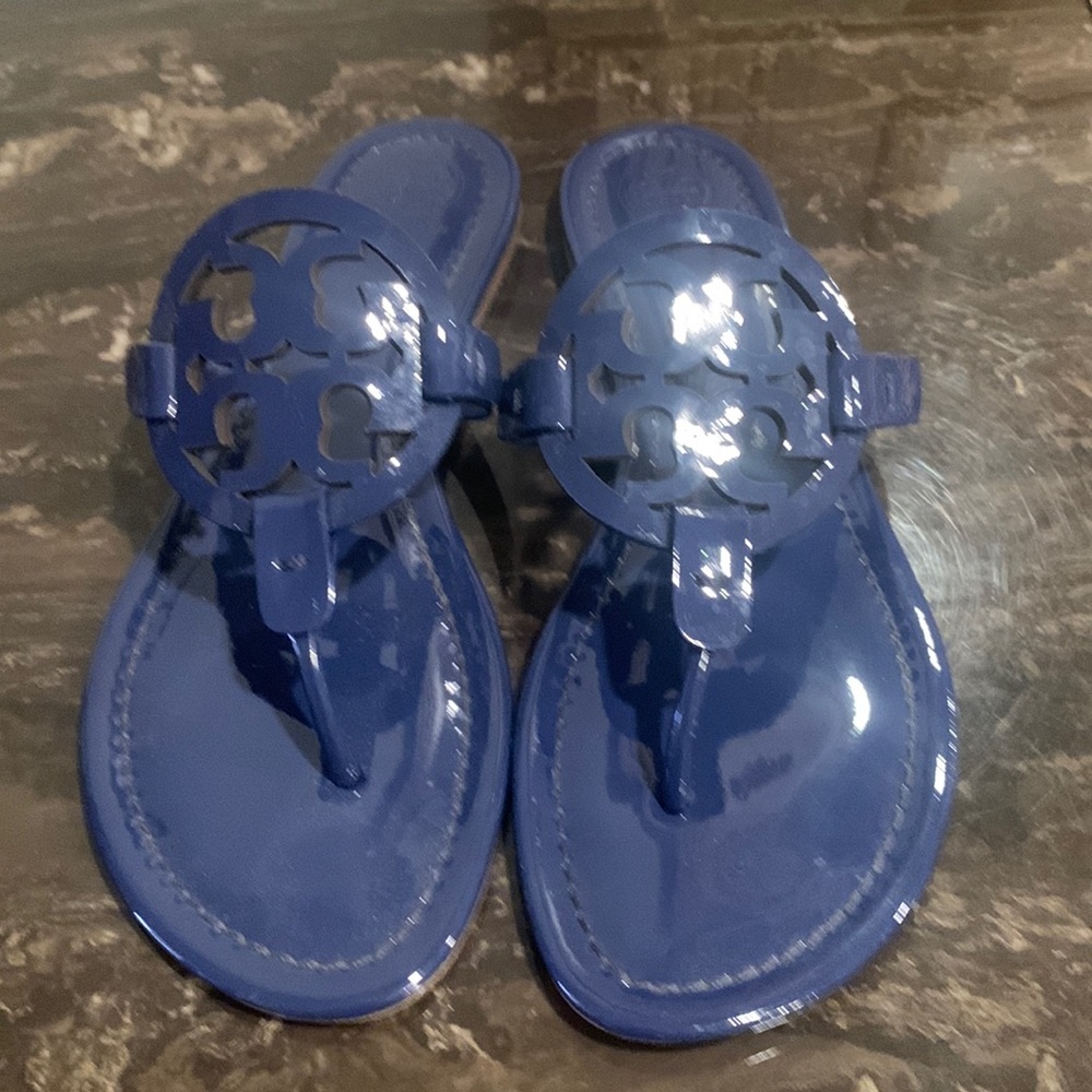 Tory Burch patent leather Miller sandals 9.5 royal blue